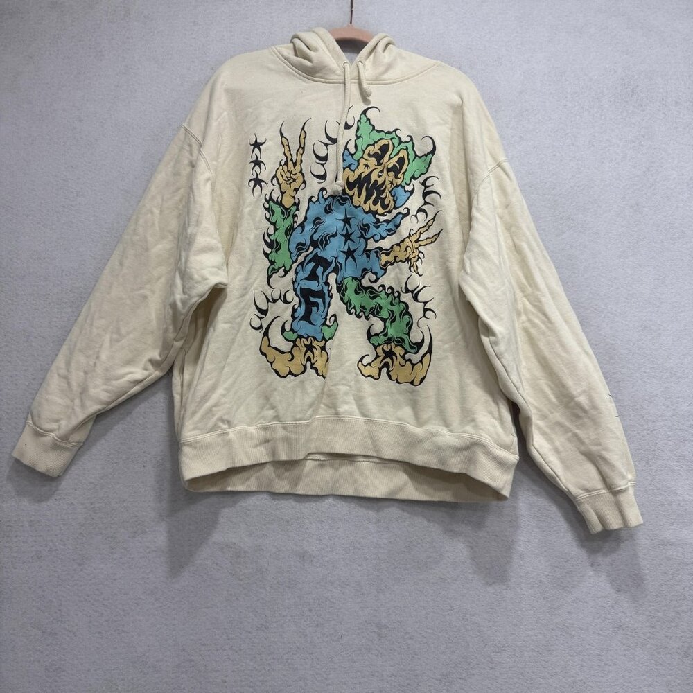 Teddy Fresh Hoodie Mens 2XL White Graphic Pullover Monster Bear Sleeve Print